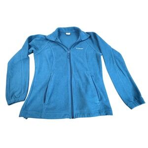 Columbia Fleece Jacket Womens Medium Blue Full Zip Stand Collar Zip Pockets